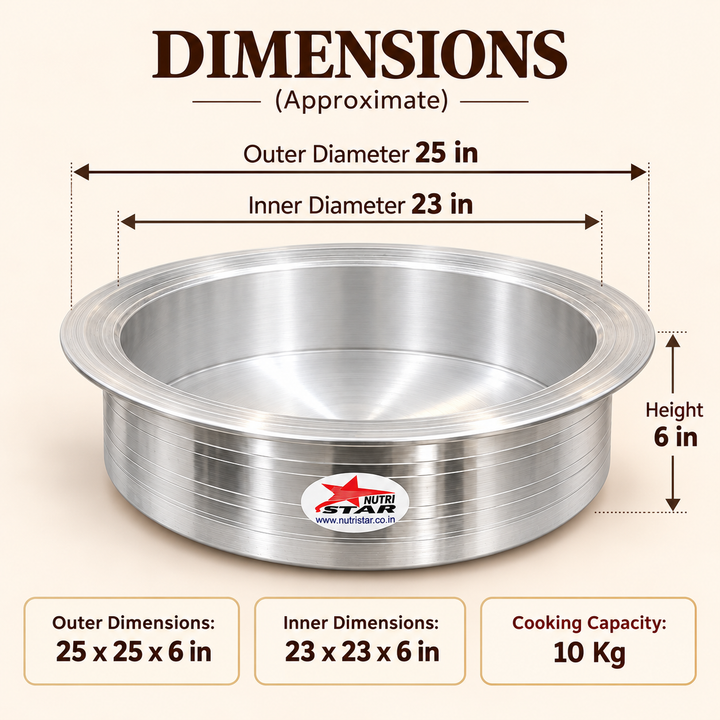 Heavy-Gauge Aluminium Biryani Handi with Collar &amp; Lid