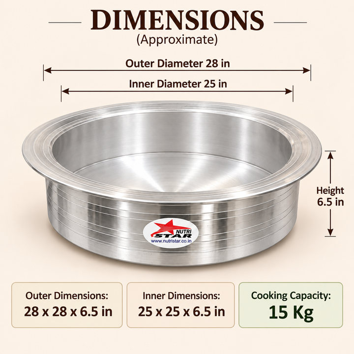 Heavy-Gauge Aluminium Biryani Handi with Collar &amp; Lid