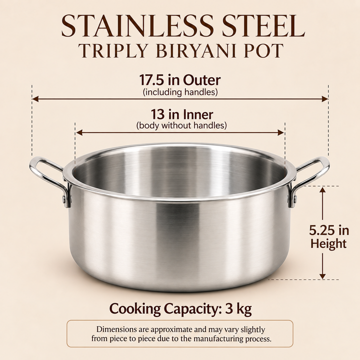 Stainless Steel Triply Biryani Handi | Cooking Handi