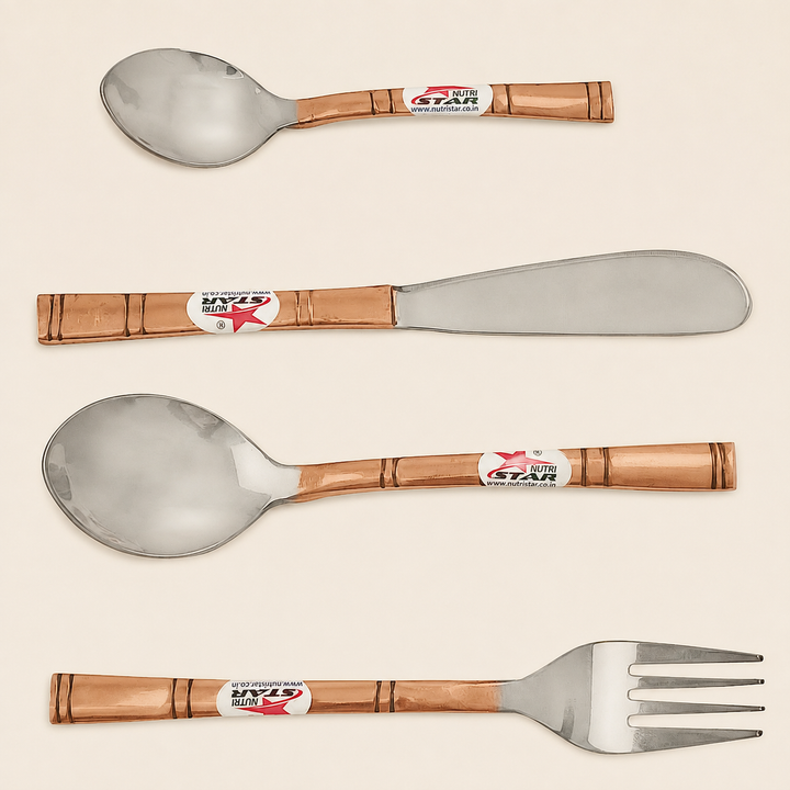 Nutristar stainless steel cutlery set with copper finish handles 4 piece