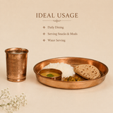 Nutristar pure copper dinner plate and drinking glass set