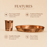 Nutristar pure copper dinner plate and drinking glass set