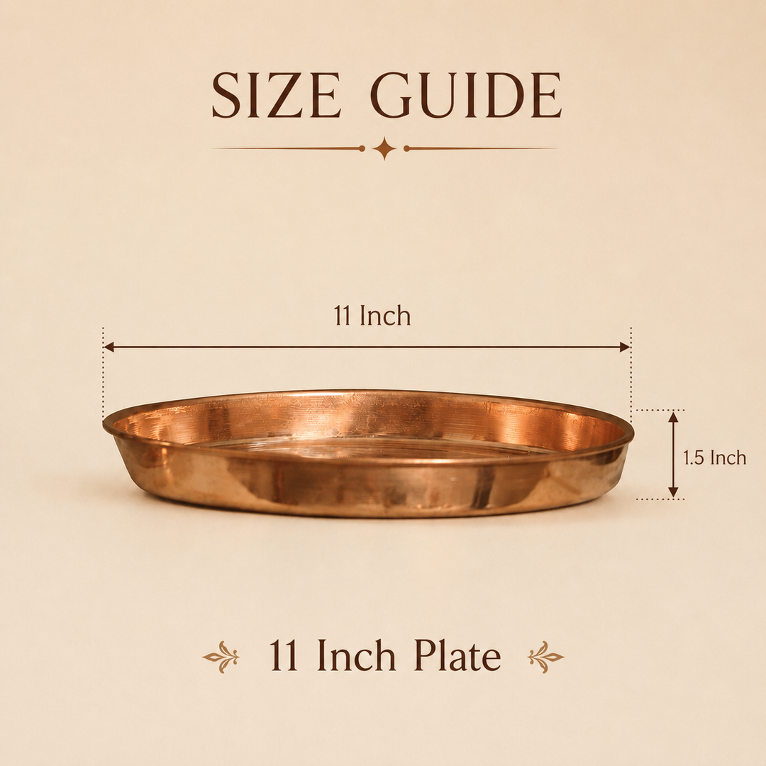 Nutristar pure copper dinner plate and drinking glass set