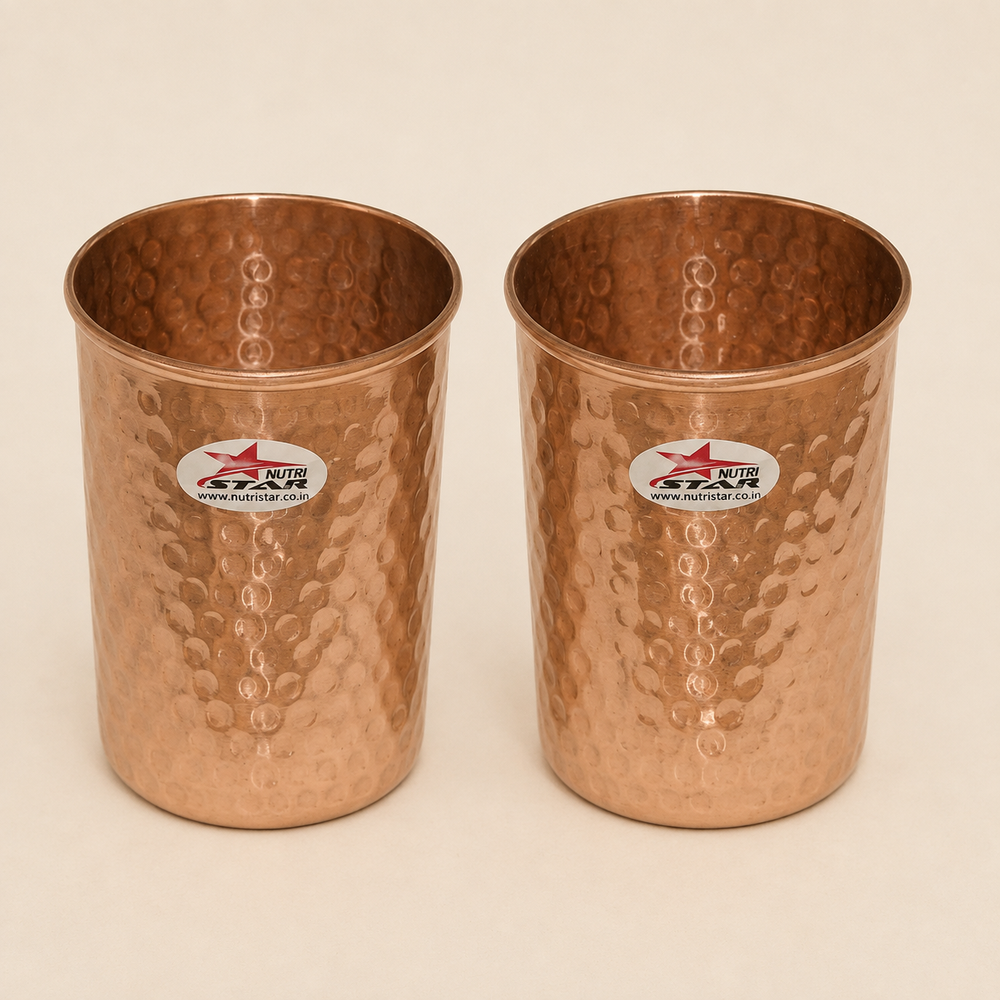 Hammered copper drinking glass with durable reusable design and 200 ml capacity
