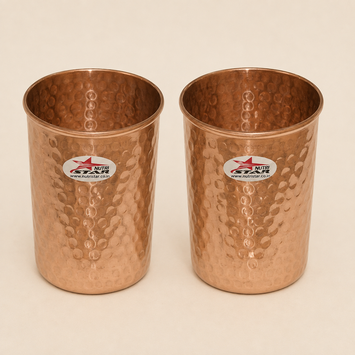 Hammered copper drinking glass with durable reusable design and 200 ml capacity