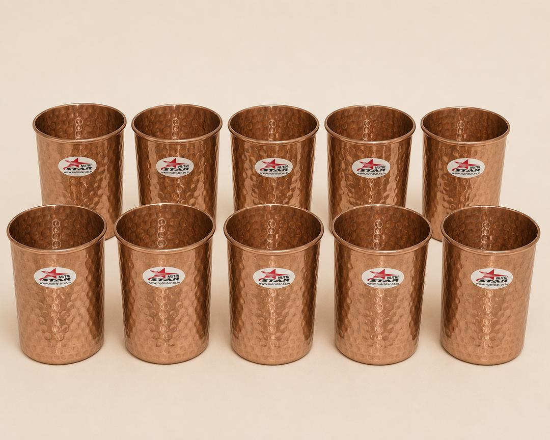 Hammered copper drinking glass with durable reusable design and 200 ml capacity