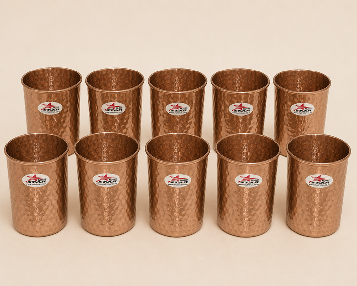 Hammered copper drinking glass with durable reusable design and 200 ml capacity