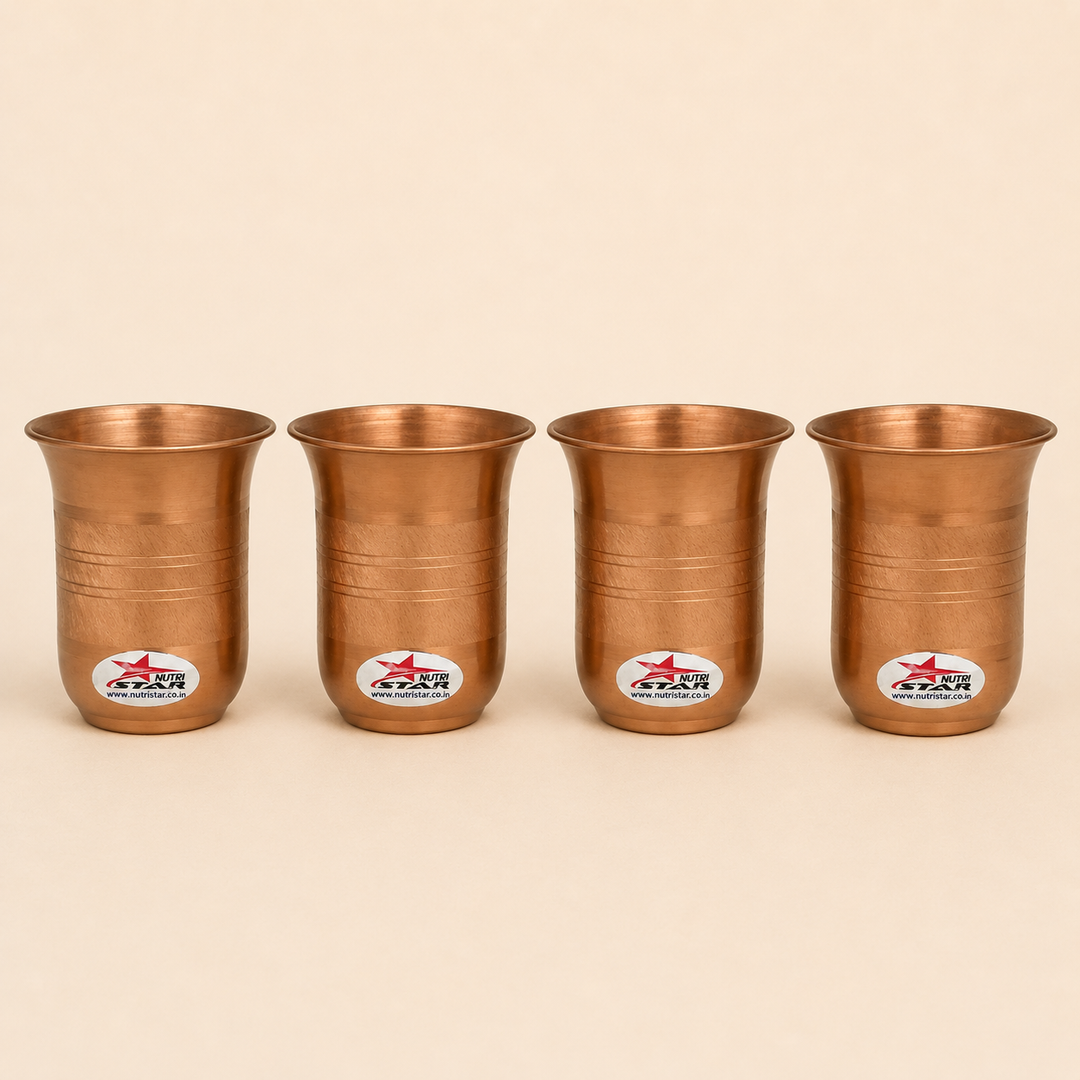 Pure copper drinking glass with textured band durable build and 250 ml capacity