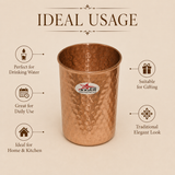 Hammered copper drinking glass with durable reusable design and 200 ml capacity