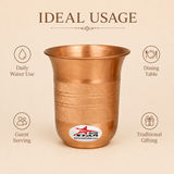 Pure copper drinking glass with textured band durable build and 250 ml capacity