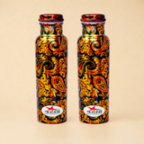 Nutristar designer printed copper water bottle with paisley pattern 