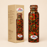Nutristar designer printed copper water bottle with paisley pattern and gift box