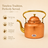Nutristar hammered copper serving kettle with brass handle curved spout and lid