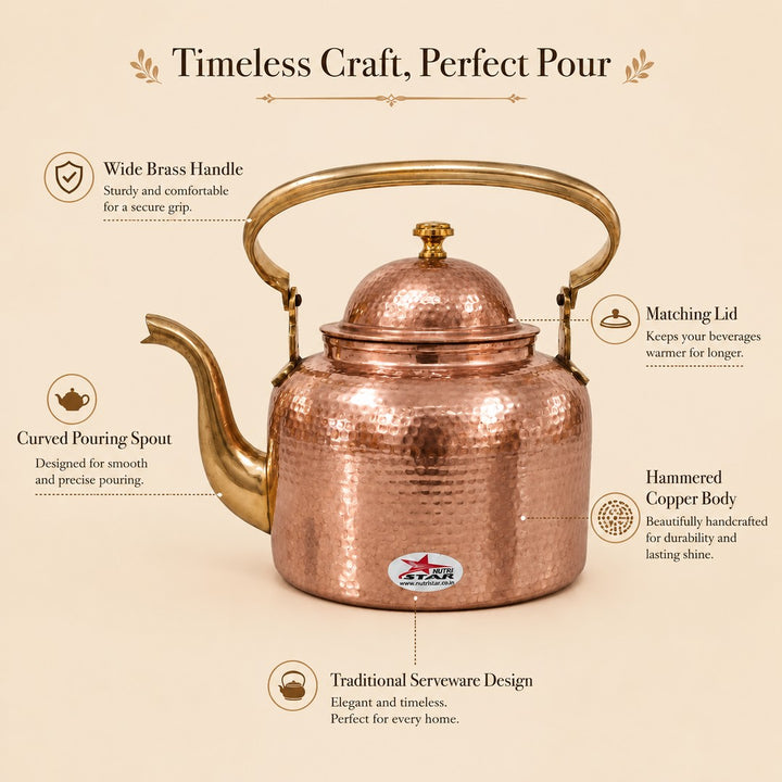 Copper Kettle With Lid And Brass Handle, Multipurpose Kettle For Boiling Tea And Milk – usage image
