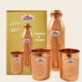 Nutristar Pure Copper Bottle & Glass Gift Set – 1 Litre Bottle with 2 × 250 ml Glasses