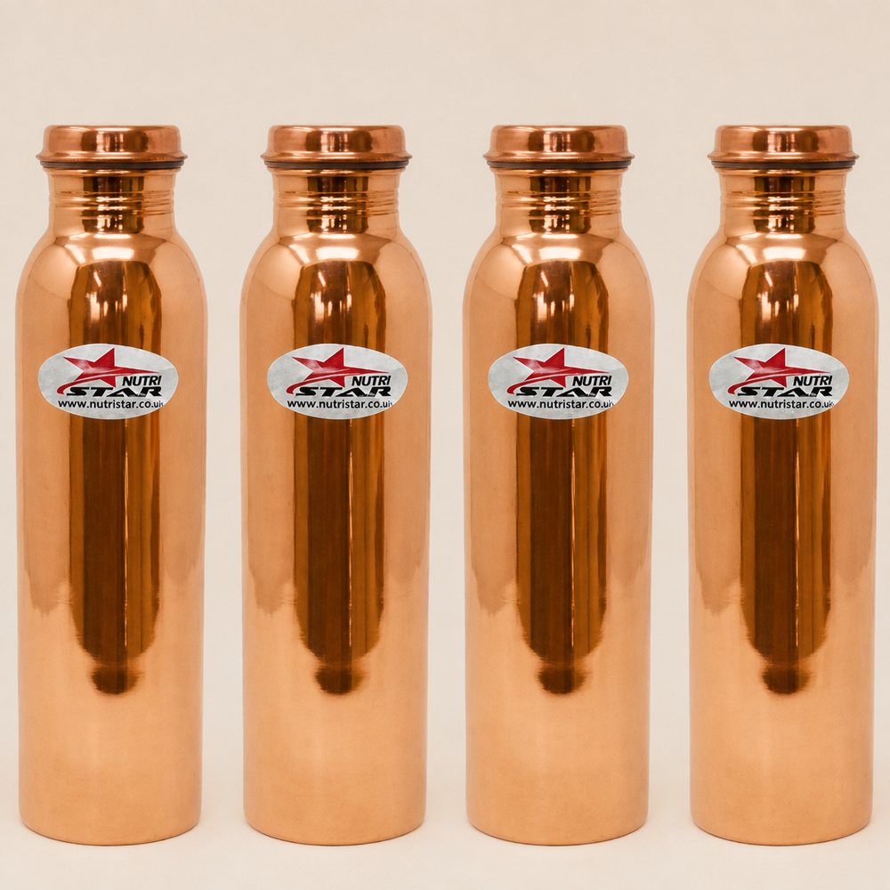 Nutristar Pure Copper Water Bottle 1 Litre – Pack of 4