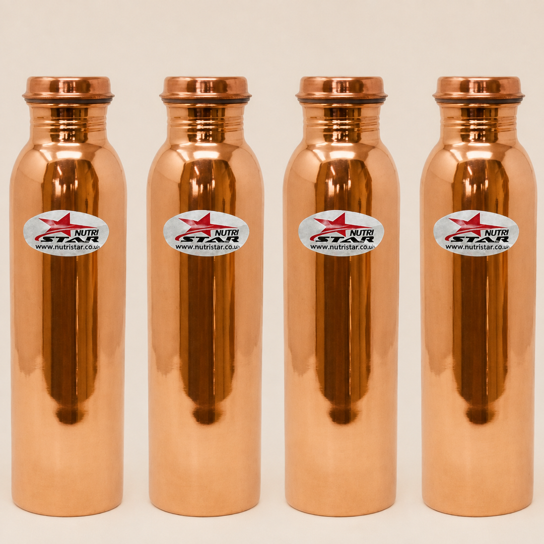 Nutristar Pure Copper Water Bottle 1 Litre – Pack of 4