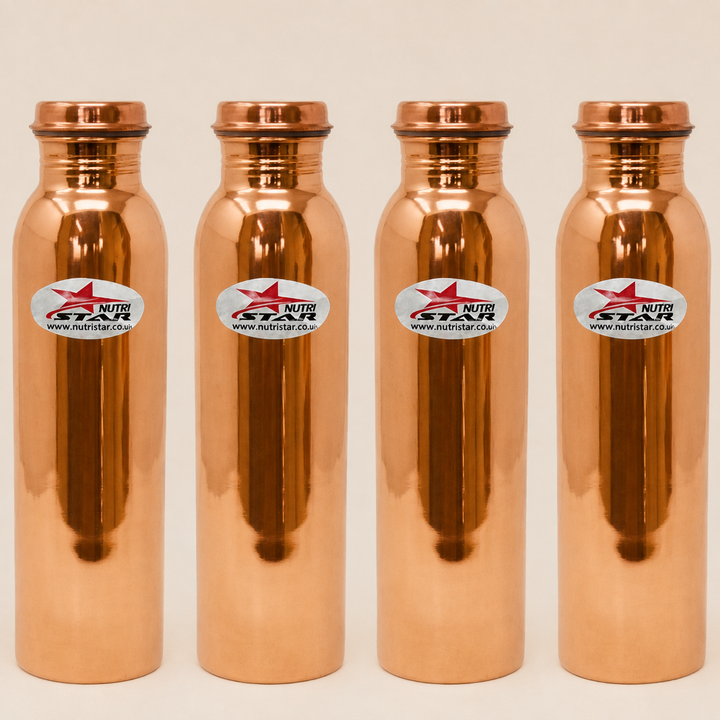 Nutristar Pure Copper Water Bottle 1 Litre – Pack of 4