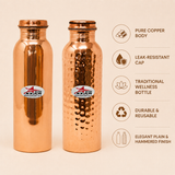 Nutristar pure copper water bottles in plain and hammered finish