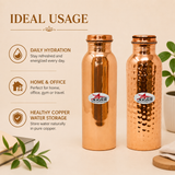 Nutristar pure copper water bottles in plain and hammered finish