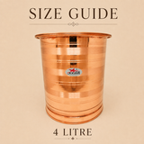 Copper water storage vessel with wide opening and lid durable base and polished finish
