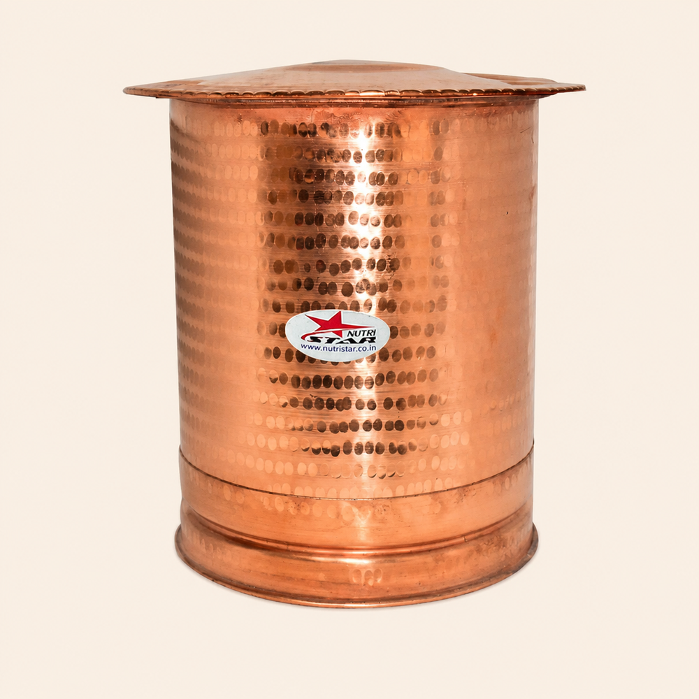 Nutristar hammered pure copper water storage vessel with traditional lid