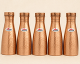 Hammered copper water carafe with fitted lid tapered body and durable construction