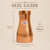 Hammered copper water carafe with fitted lid tapered body and durable construction