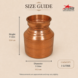 Traditional copper water vessel with wide mouth rolled rim and durable construction