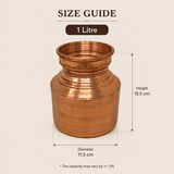 Traditional copper water vessel with wide mouth rolled rim and durable construction