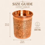 Nutristar engraved copper drinking glass with lid and floral design