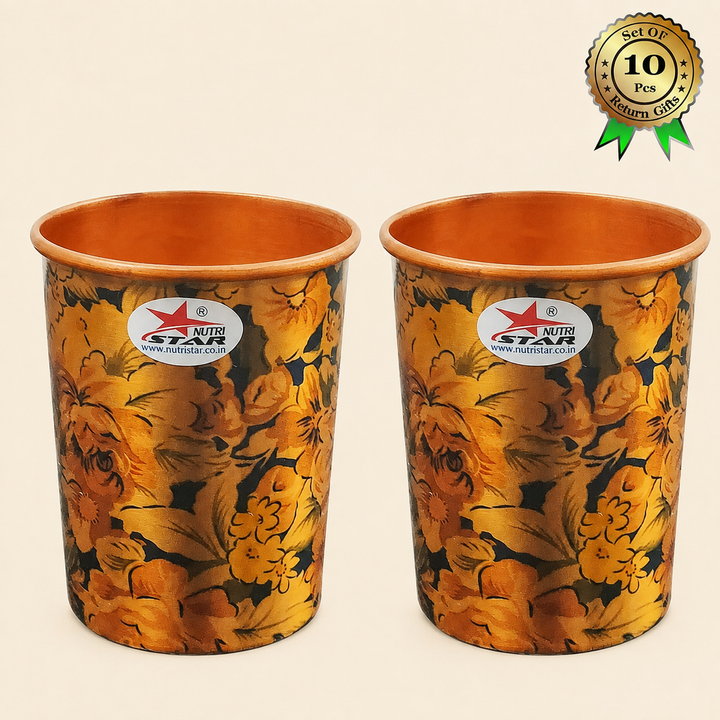 Nutristar designer floral copper drinking glasses set of 10 for return gifts