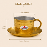 Nutristar brass hammered tea cup with saucer and stainless steel inner