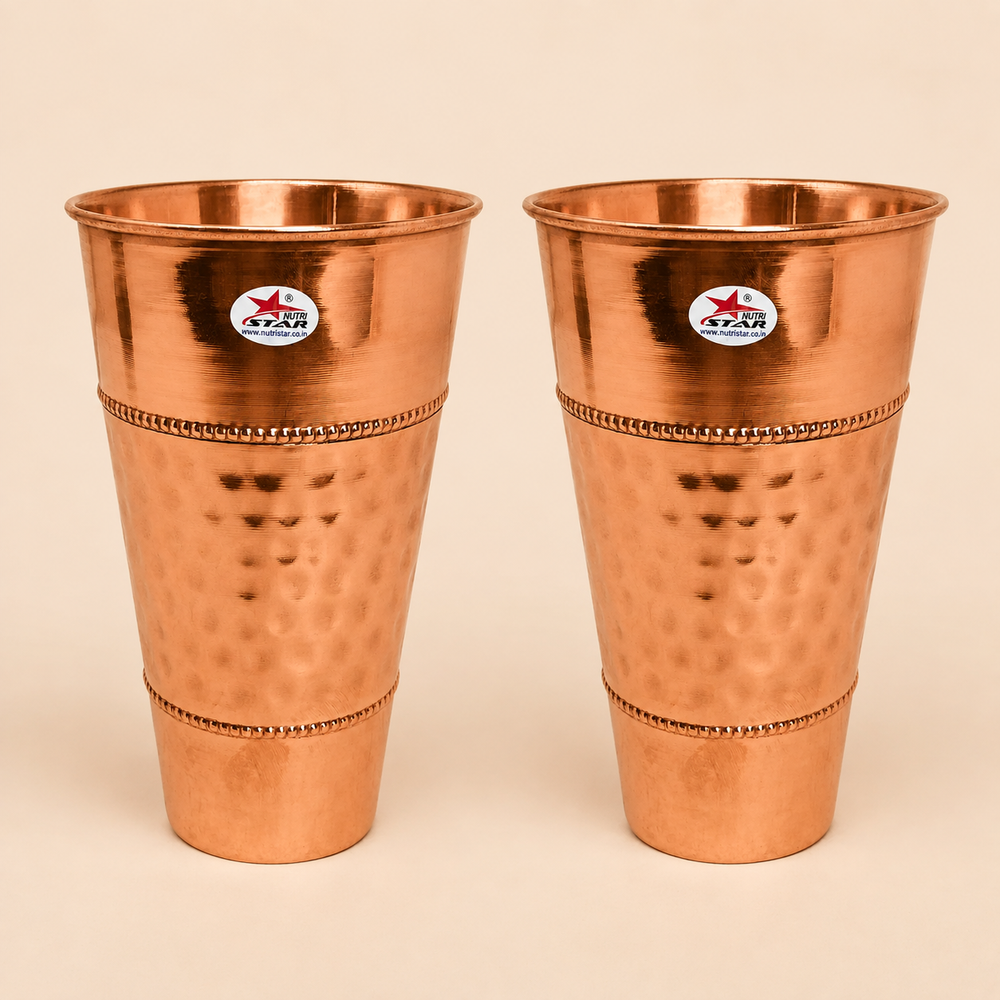 Nutristar pure copper drinking glass 500 ml with hammered finish