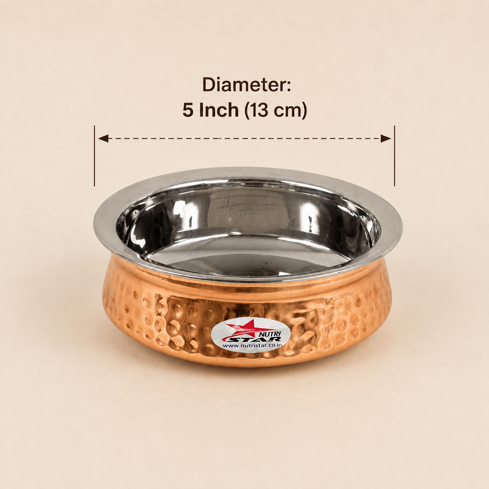 Nutristar hammered copper serving bowl with stainless steel inner
