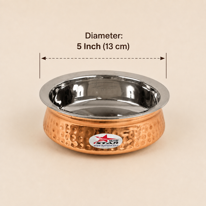 Nutristar hammered copper serving bowl with stainless steel inner
