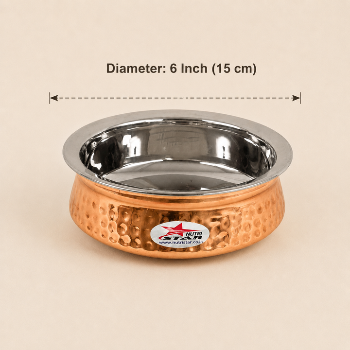 Nutristar hammered copper serving bowl with stainless steel inner