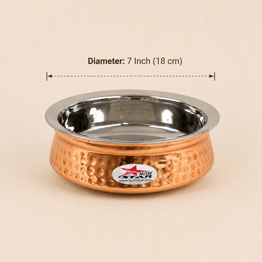 Nutristar hammered copper serving bowl with stainless steel inner