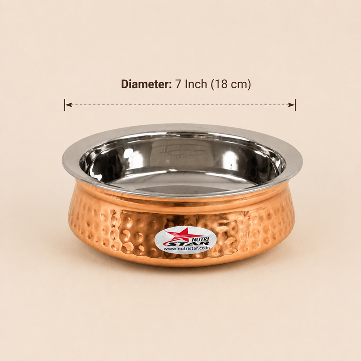 Nutristar hammered copper serving bowl with stainless steel inner