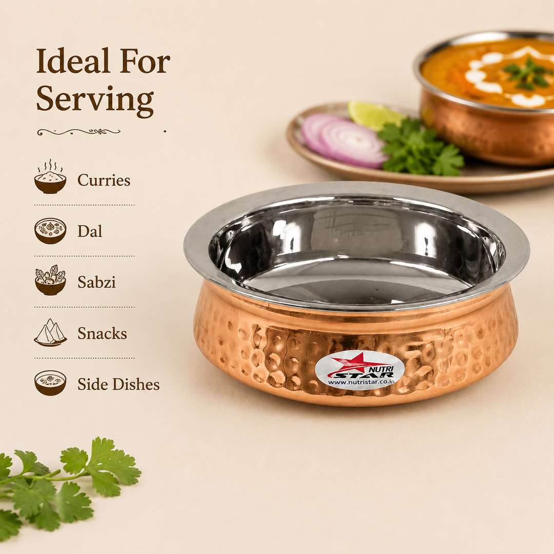 Nutristar hammered copper serving bowl with stainless steel inner