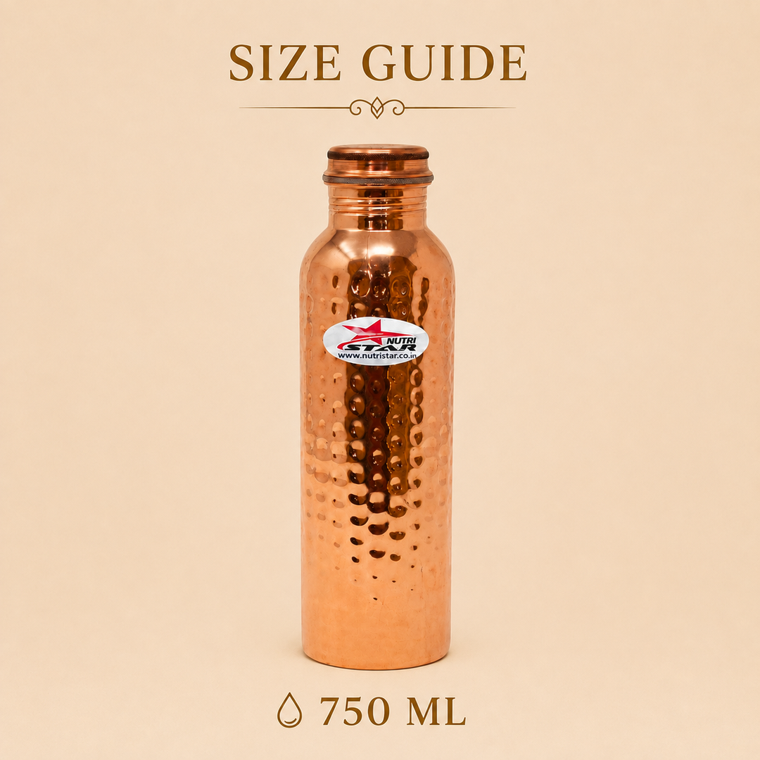Nutristar hammered pure copper water bottle with screw lid and gift box