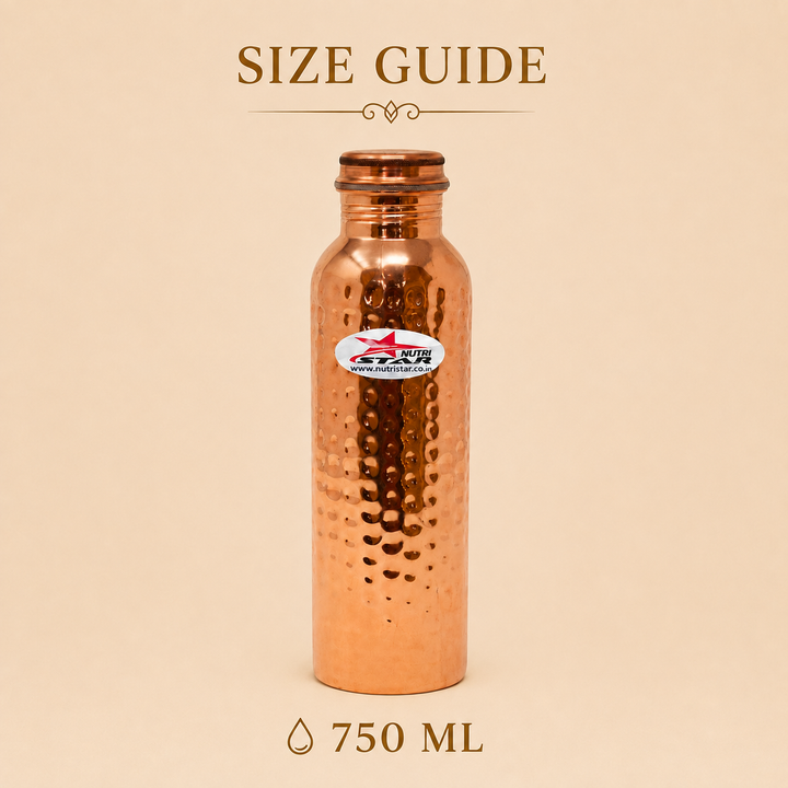 Nutristar hammered pure copper water bottle with screw lid and gift box