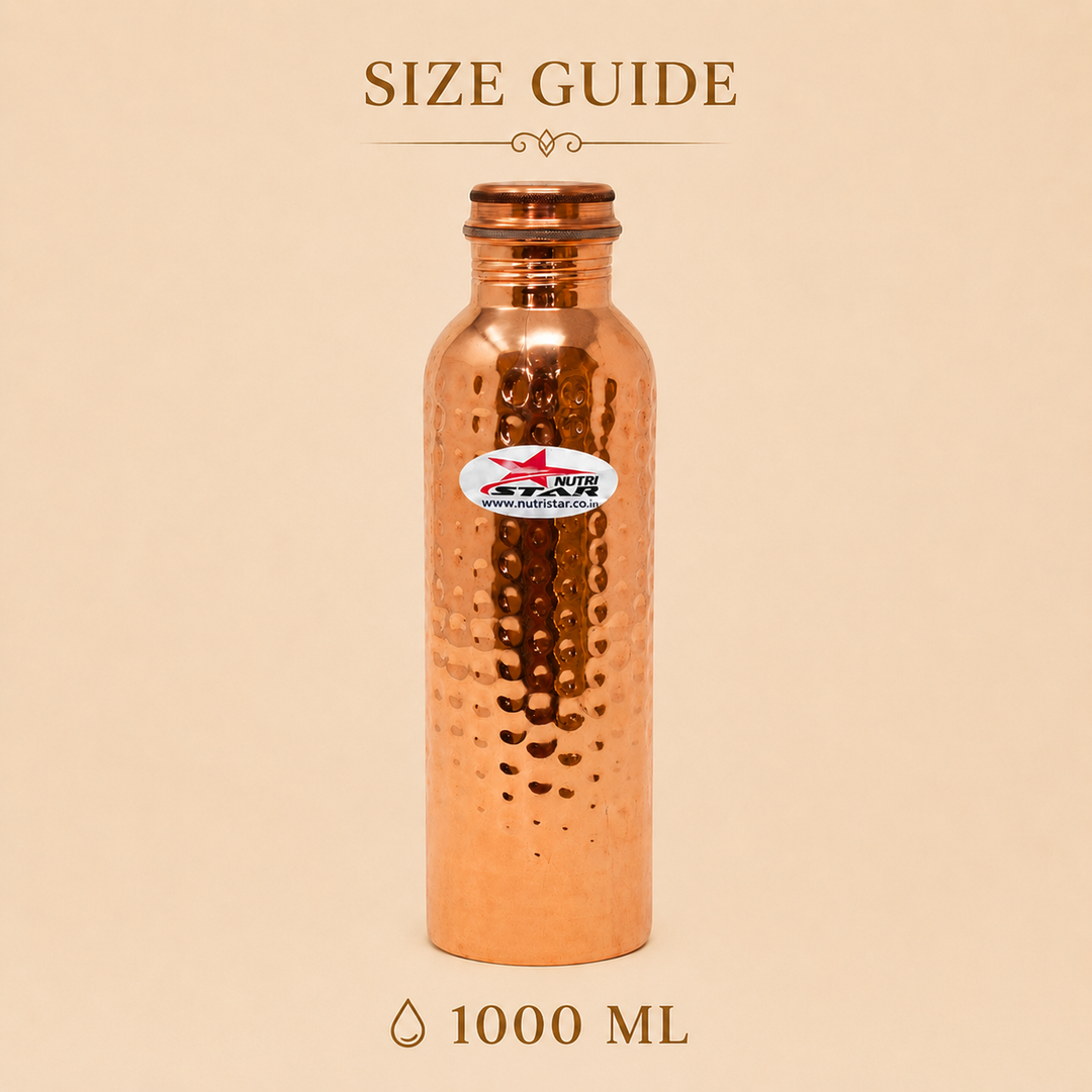 Nutristar hammered pure copper water bottle with screw lid and gift box