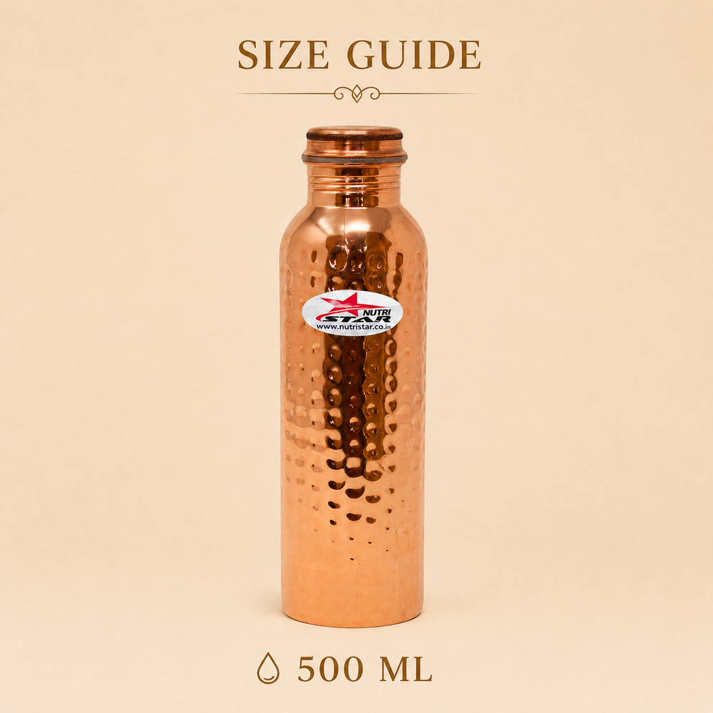Nutristar hammered pure copper water bottle with screw lid and gift box