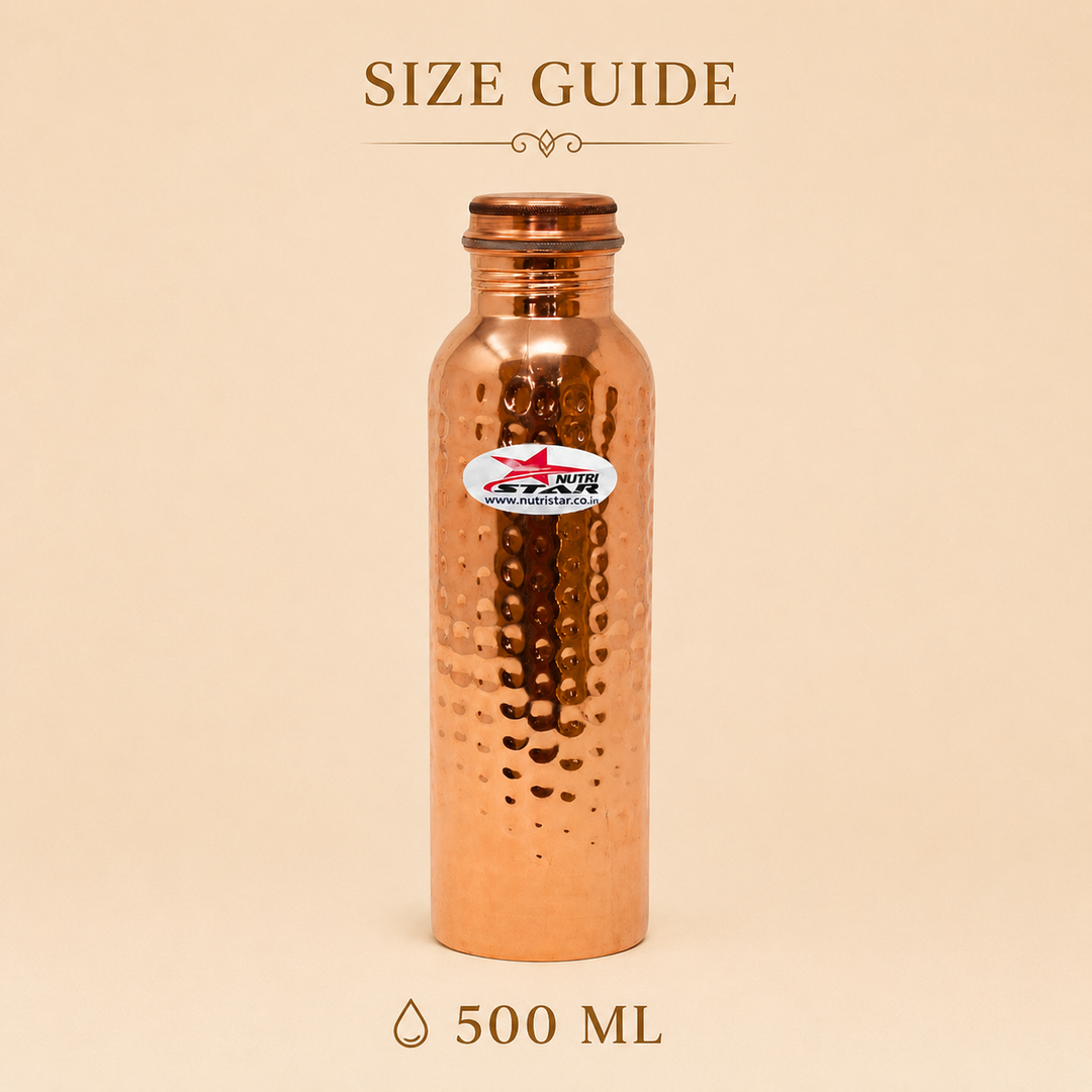 Nutristar hammered pure copper water bottle with screw lid and gift box