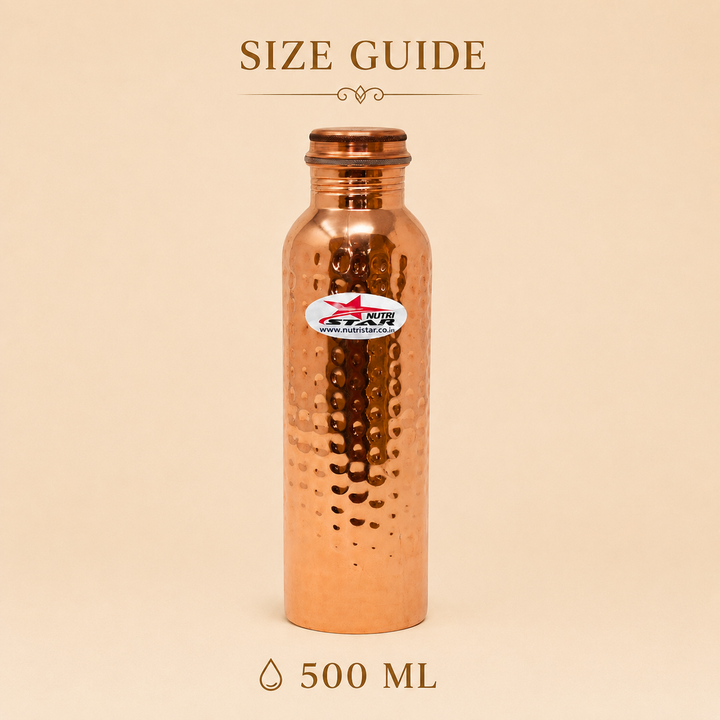Nutristar hammered pure copper water bottle with screw lid and gift box