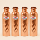Nutristar Hammered Pure Copper Water Bottle 1 Litre – Pack of 4