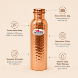 Nutristar hammered pure copper water bottles 1 litre pack of 4