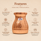 Nutristar copper water carafe with leak-proof threaded cap and hammered finish