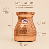 Nutristar copper water carafe with leak-proof threaded cap and hammered finish